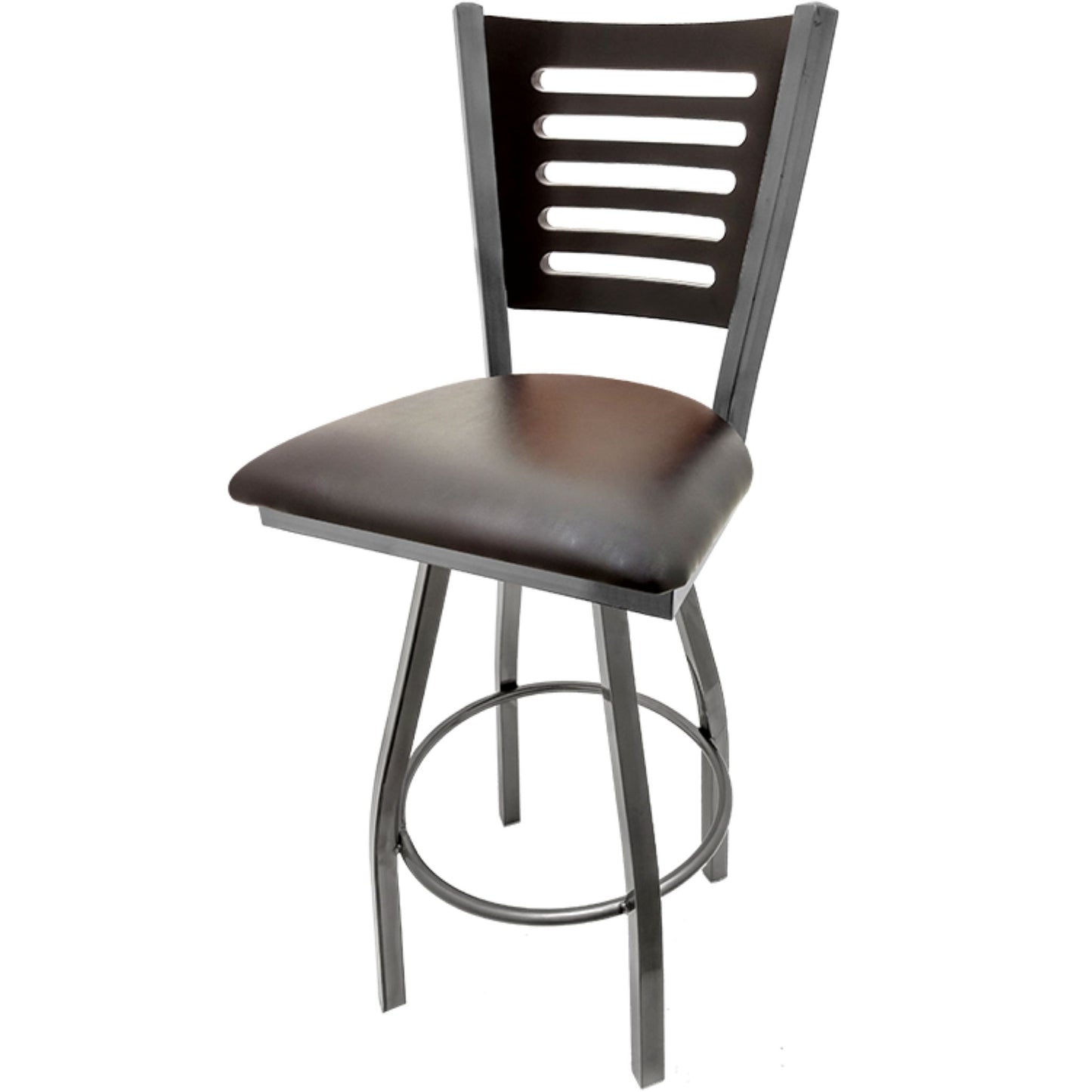 5 Line Wood Back Barstool with Swivel Frame