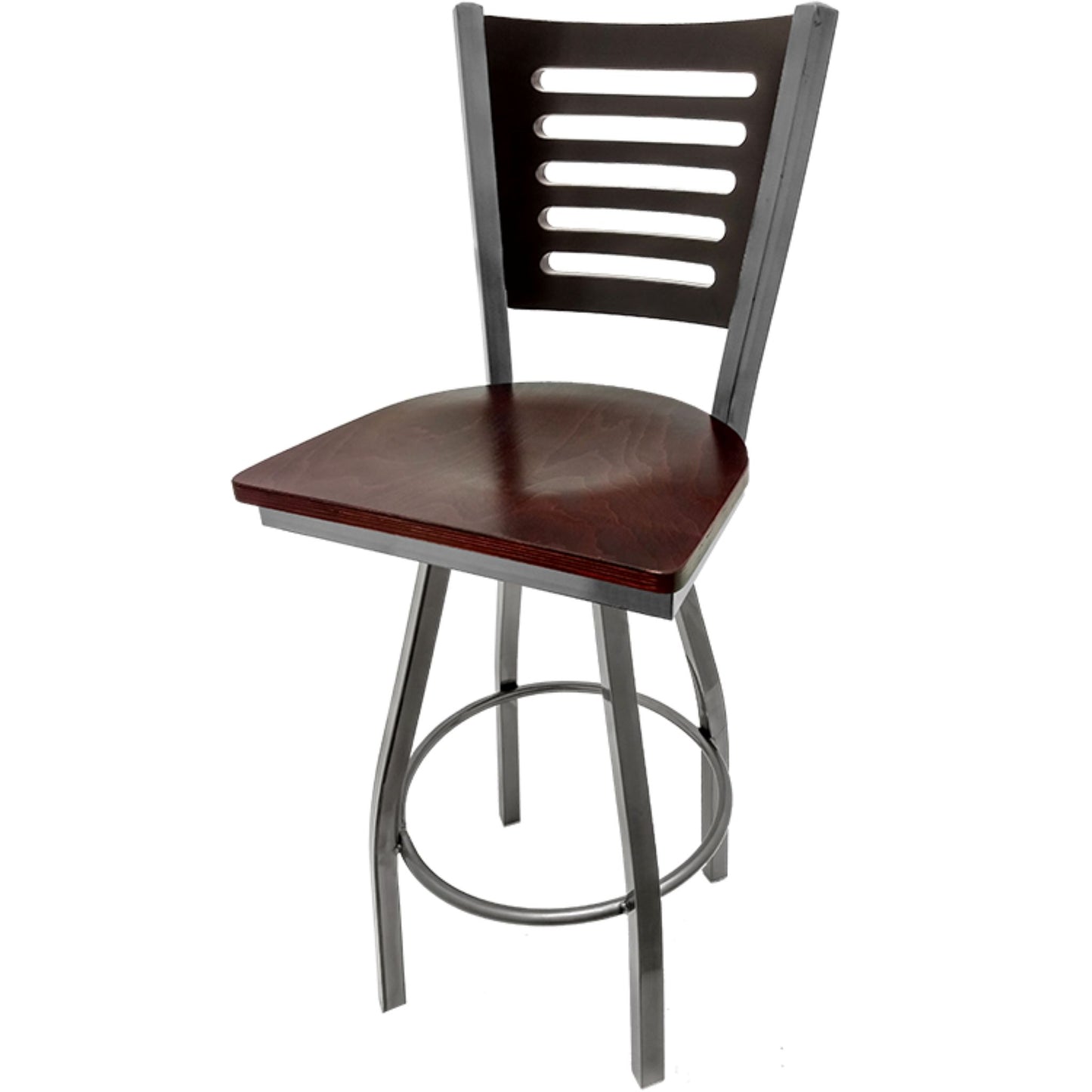 5 Line Wood Back Barstool with Swivel Frame