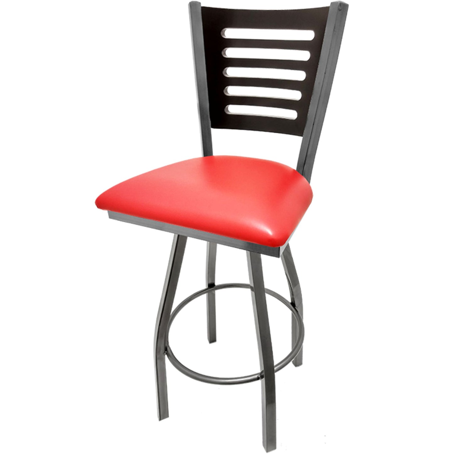 5 Line Wood Back Barstool with Swivel Frame
