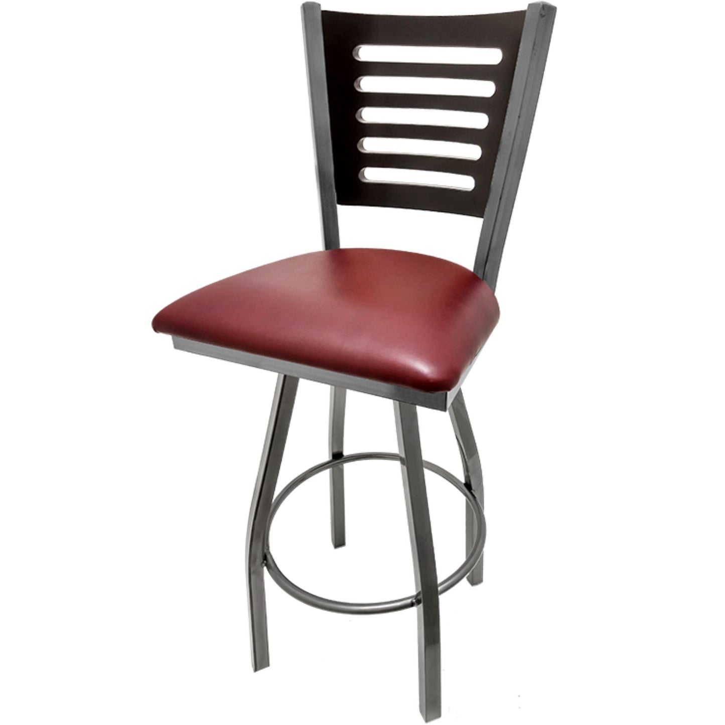 5 Line Wood Back Barstool with Swivel Frame