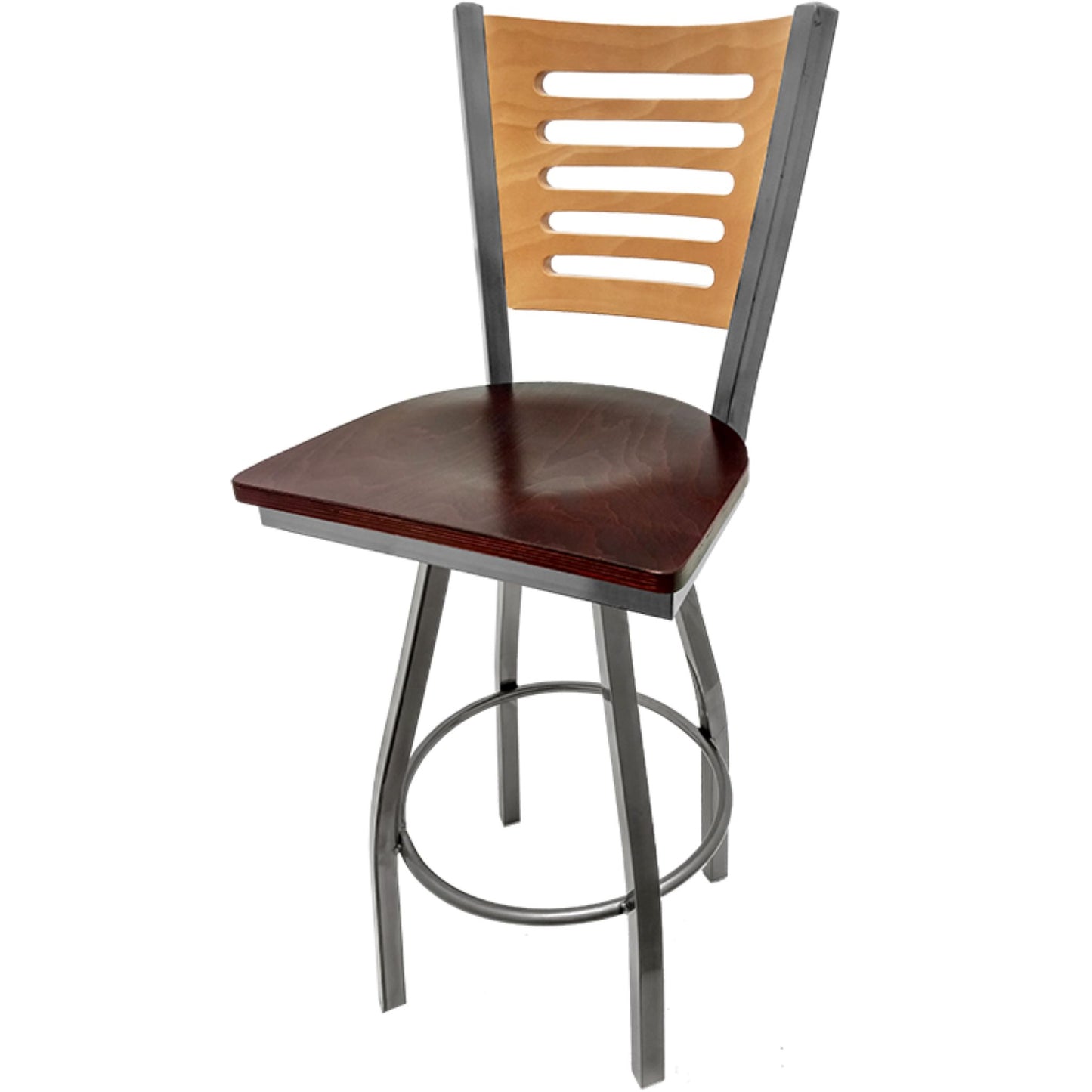 5 Line Wood Back Barstool with Swivel Frame