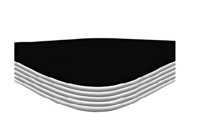 Close-up of retro silver T-mold edge on 1 1/4-inch thick laminate restaurant table top
