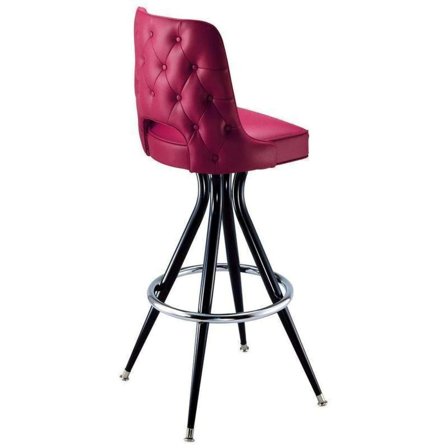 Cutout back bucket bar stool with swivel seat and steel frame for commercial use