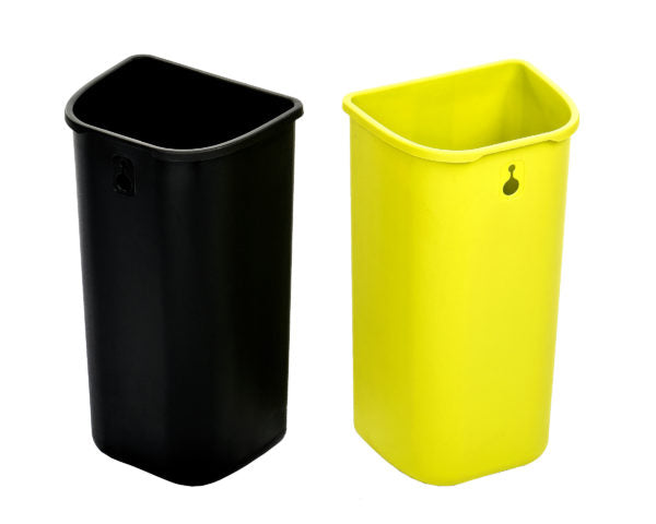 Compact open top stainless steel waste bin with dual plastic liners