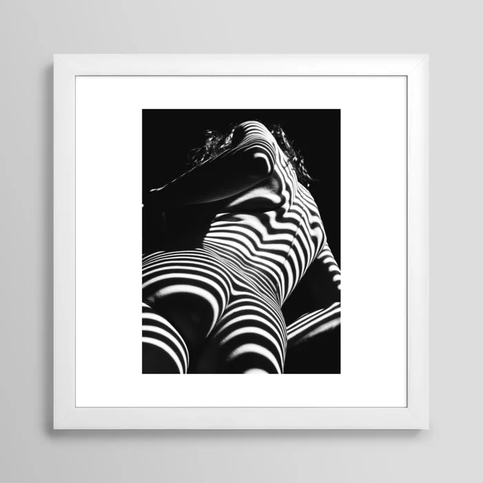 Abstract zebra light nude art print in white frame, stylish wall décor for cafés, lounges, and hotel rooms
Maple Frame