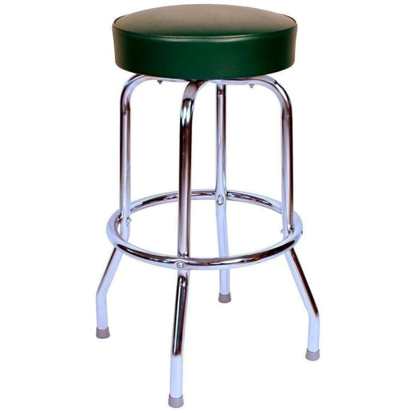Single-Ring Swivel Bar Stool with Round Upholstered Seat