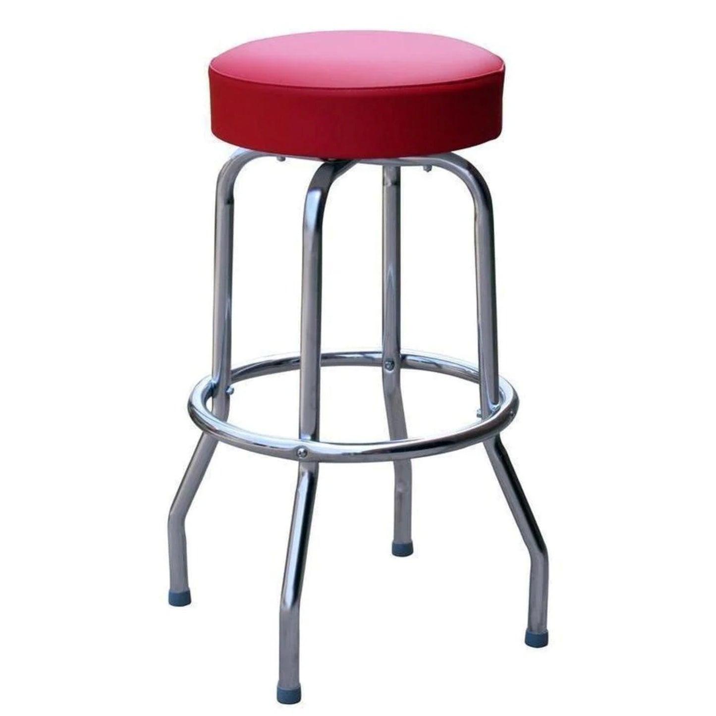 Single-Ring Swivel Bar Stool with Round Upholstered Seat