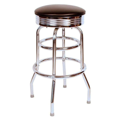 Single-Ring Swivel Bar Stool with Round Upholstered Seat