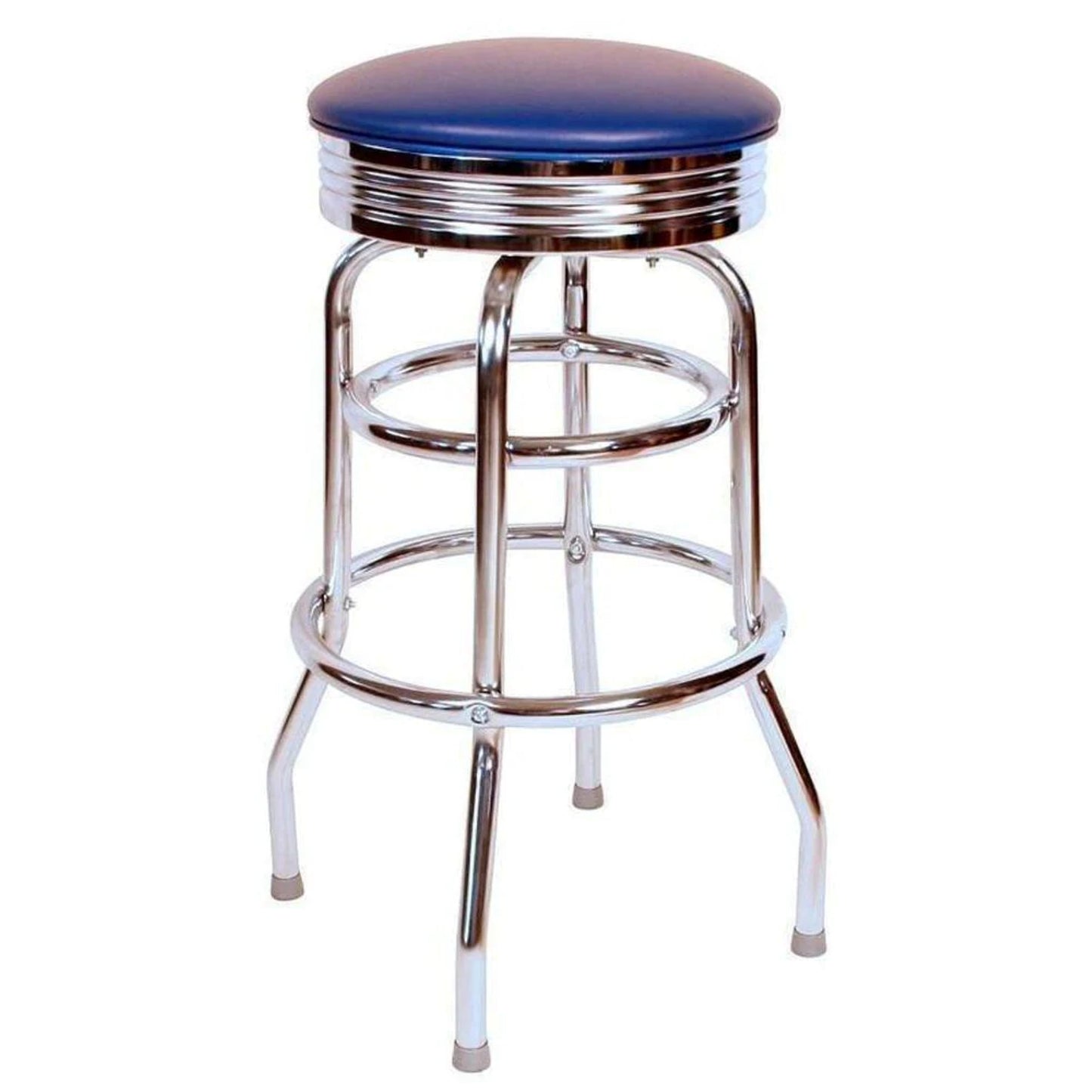 Single-Ring Swivel Bar Stool with Round Upholstered Seat