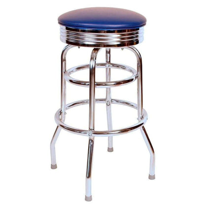 Single-Ring Swivel Bar Stool with Round Upholstered Seat