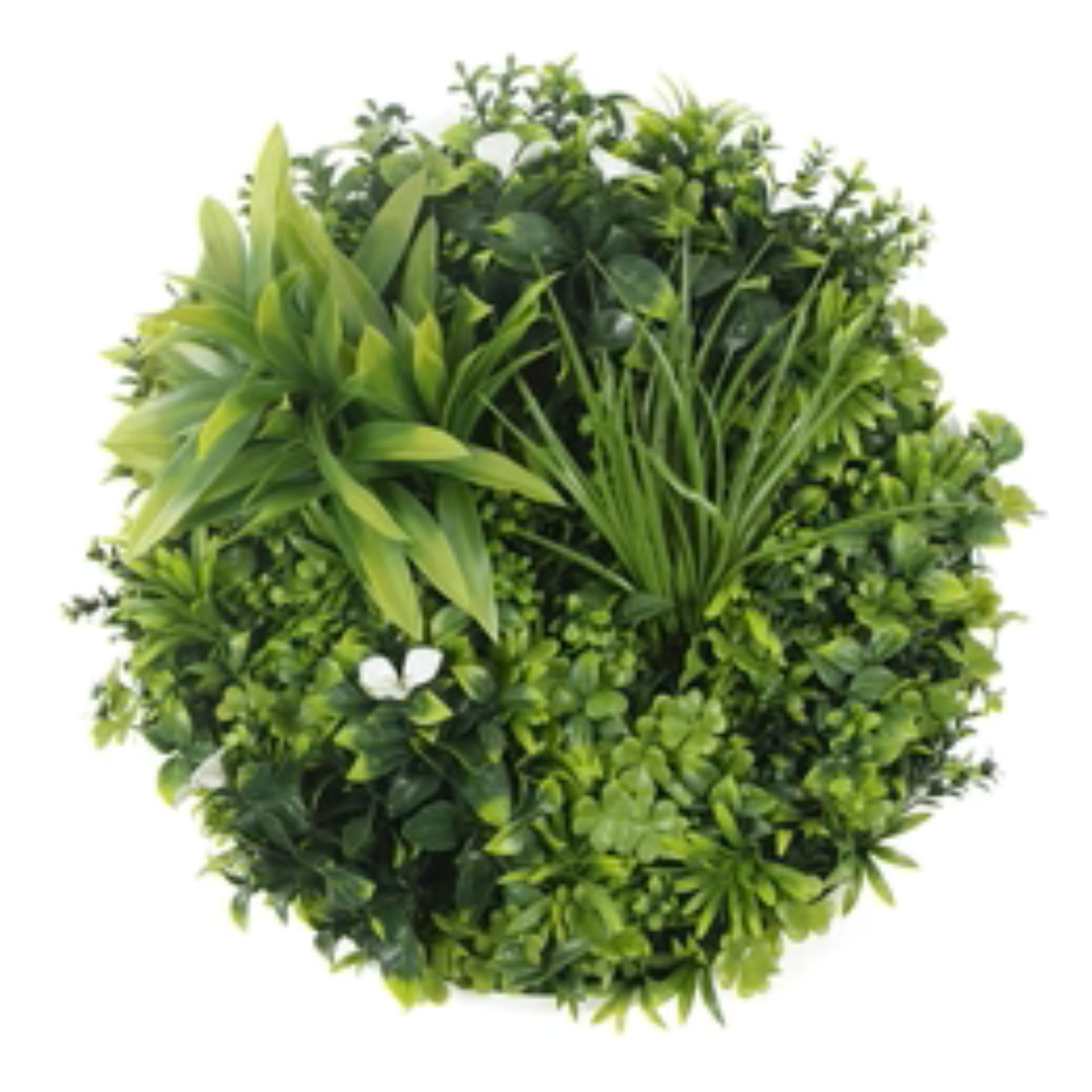 20-inch white frame artificial green wall circle