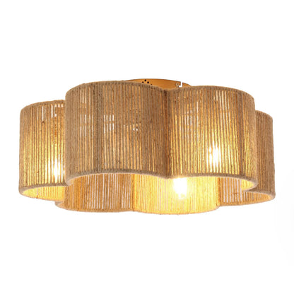 21-inch golden farmhouse ceiling fan with rattan flower-shape design and APP remote control
