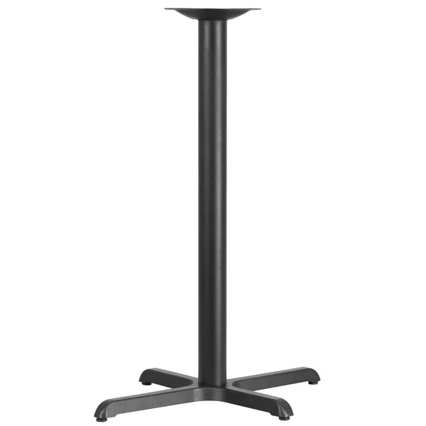 23.5 x 29.5 inch black cast iron bar-height restaurant table X-base with 3 inch column
