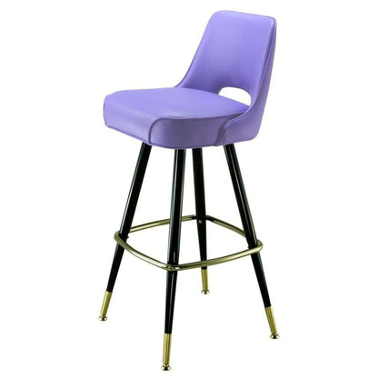 Signature Cutout Bar Stool with upholstered seat and metal legs with swivel base