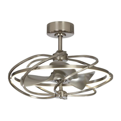 27-Inch Industrial Ceiling Fan with LED Light and Remote Control – Brushed Nickel Downrod Mount with Reversible Blades