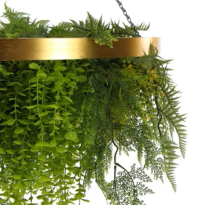 luxury artificial green wall décor with gold frame