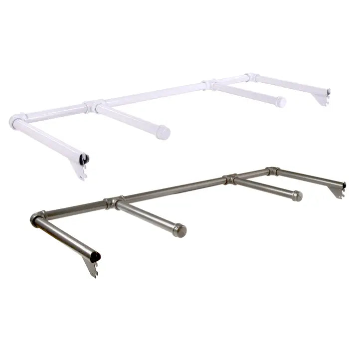 Image showing the Pipeline 48-inch double faceout in both available finishes, Gloss White and Anthracite Grey, displayed side by side for color comparison.