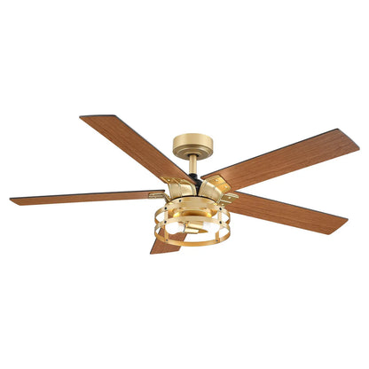 52-Inch Industrial Ceiling Fan with Lighting and Remote Control – Reversible Blades and Downrod Mount for Modern Interiors