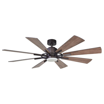 60-inch oil-rubbed bronze windmill ceiling fan with LED light and remote control for rustic dining spaces
