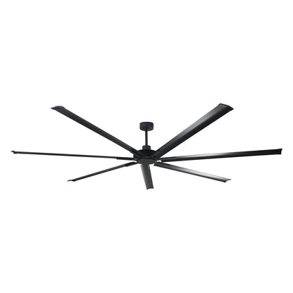 100-inch black ceiling fan with reversible blades and energy-efficient DC motor for bars or dining halls