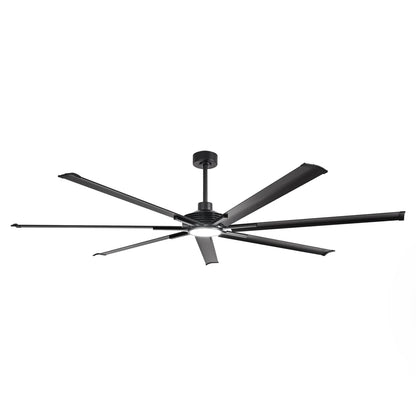 100-inch large black ceiling fan with seven aluminum blades and adjustable lighting for commercial interiors