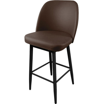 Amata barstool with standard bucket, black frame and espresso vinyl seat