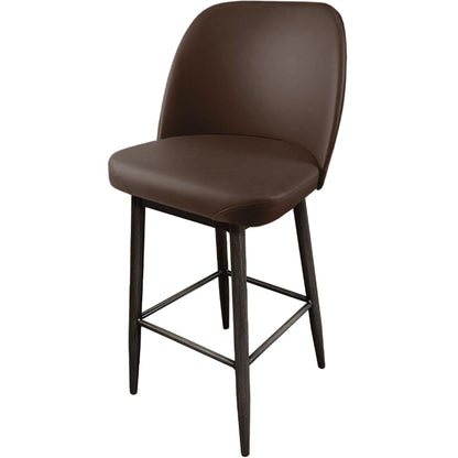 Amata barstool with standard bucket, driftwood frame and espresso vinyl seat