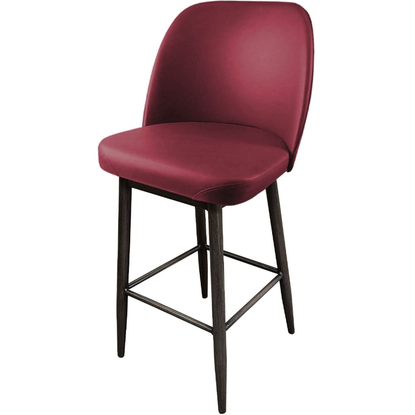 Amata barstool with standard bucket, driftwood frame and wine vinyl seat