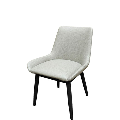 Amata chair with black faux woodgrain metal frame and light moss vinyl bucket seat.