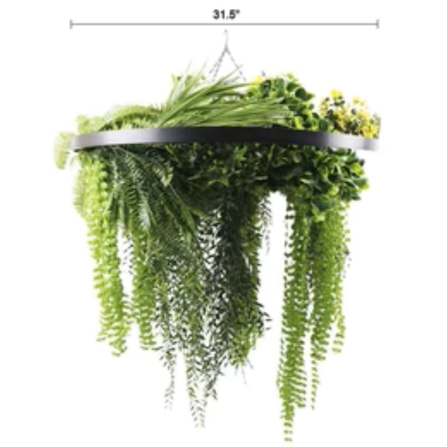 artificial fern hanging décor in black frame