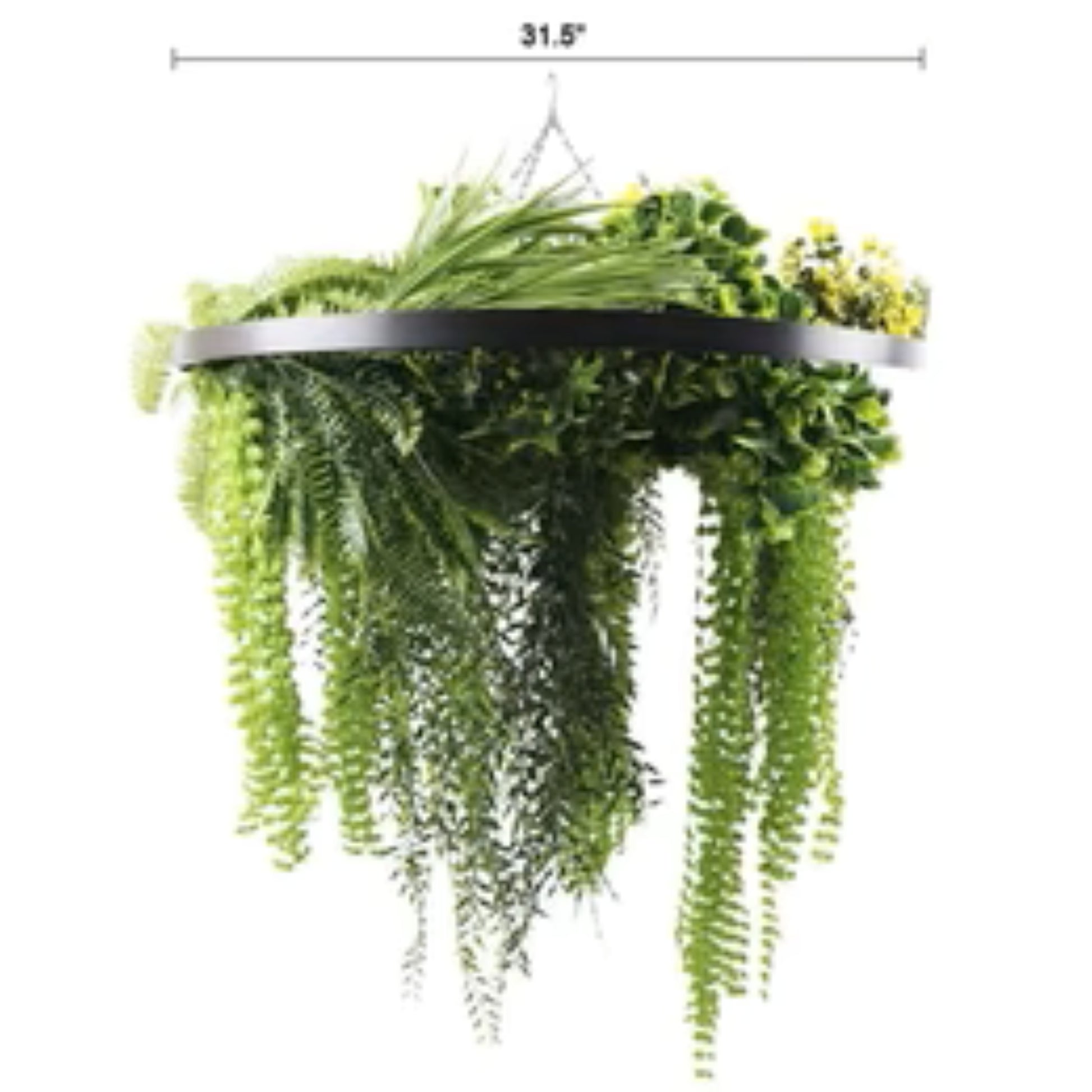 artificial fern hanging décor in black frame