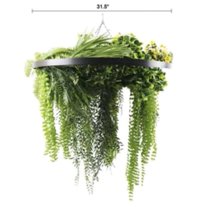 artificial fern hanging décor in black frame