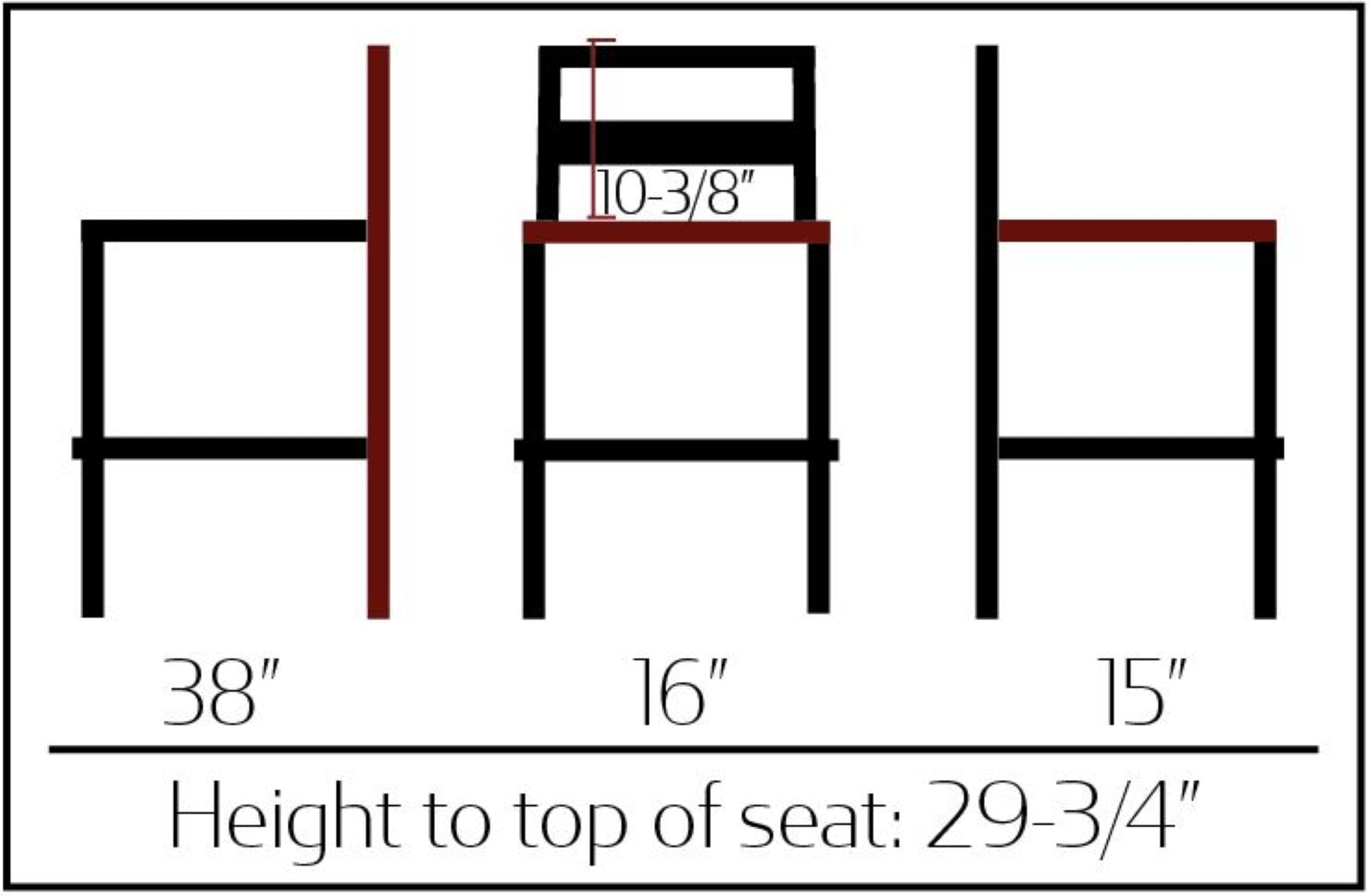dimensions for Contemporary black steel outdoor barstool with lower back design and tubular frame