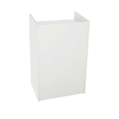 Front view of the Economy Cash Register Stand in a white finish, showing the flat register surface and simple, compact POS design.