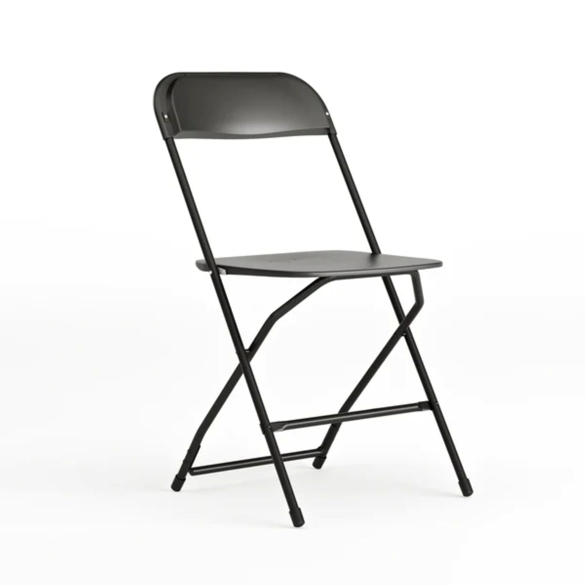 Commercial plastic folding chair with contoured textured seat and back, designed for indoor and outdoor events.