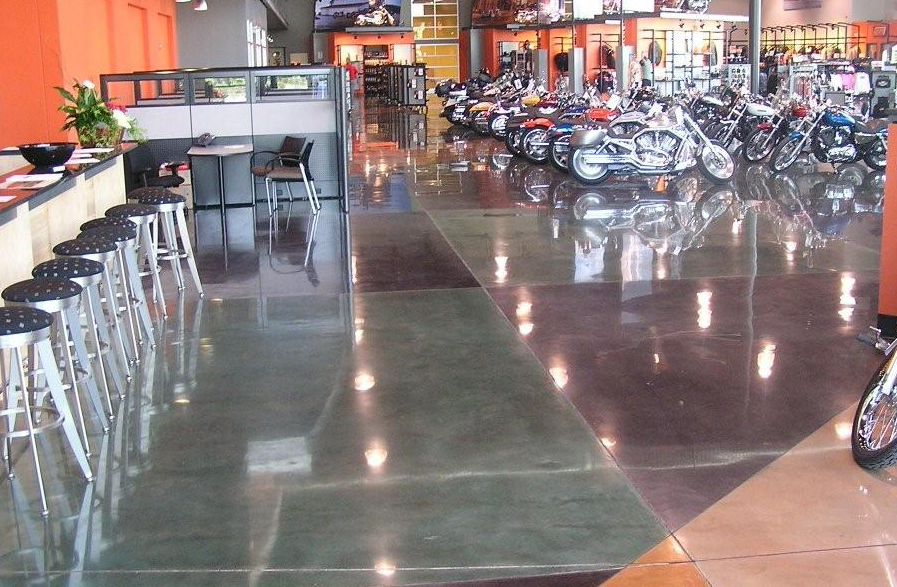 Inside of building with commercial flooring tiles.