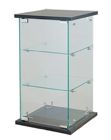 13′′L x 13′′D x 24′′H<br>
Includes 2 Glass Shelves<br>
Black Base & Top<br>
$92.00