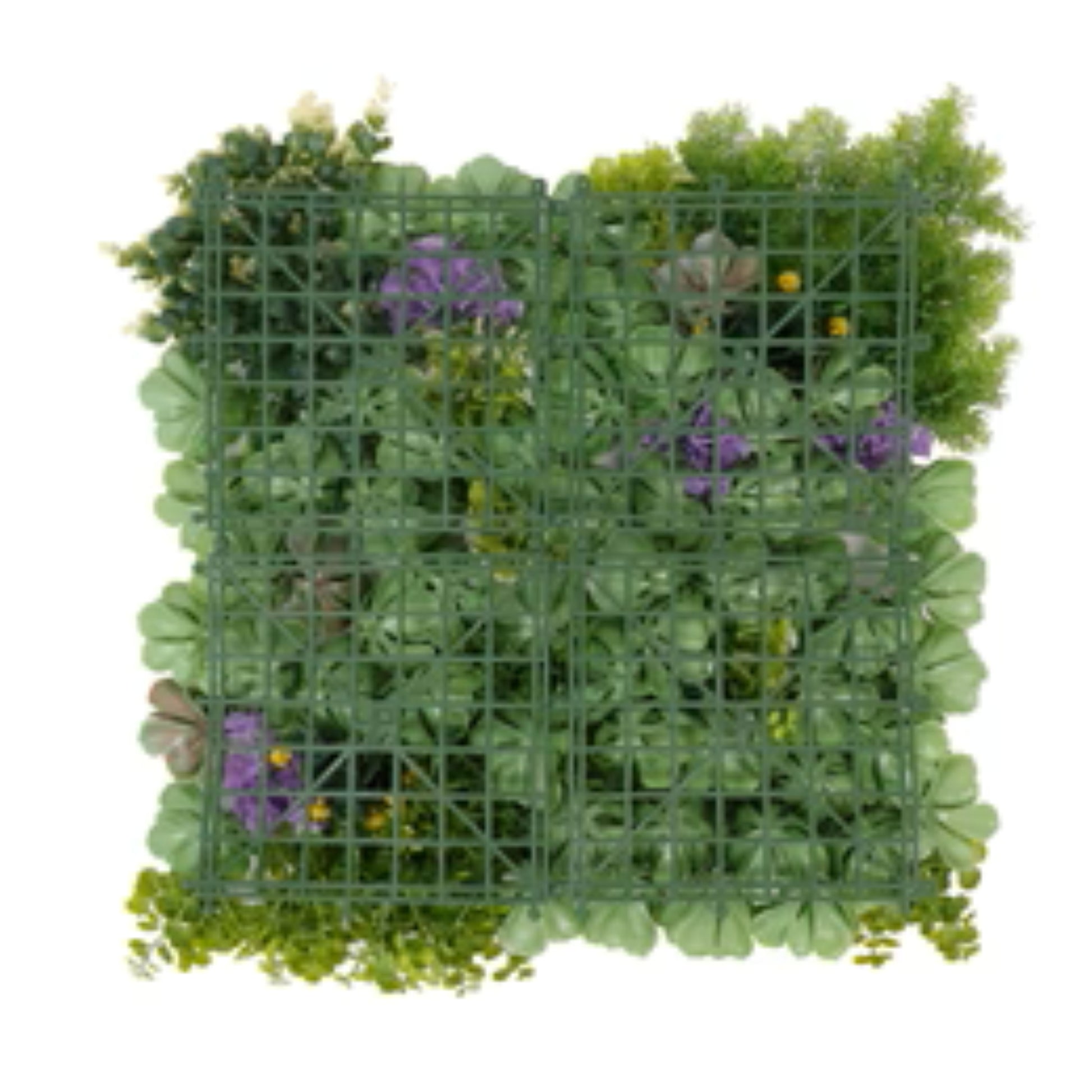 UV-resistant artificial succulent wall panel for indoor and outdoor use back view