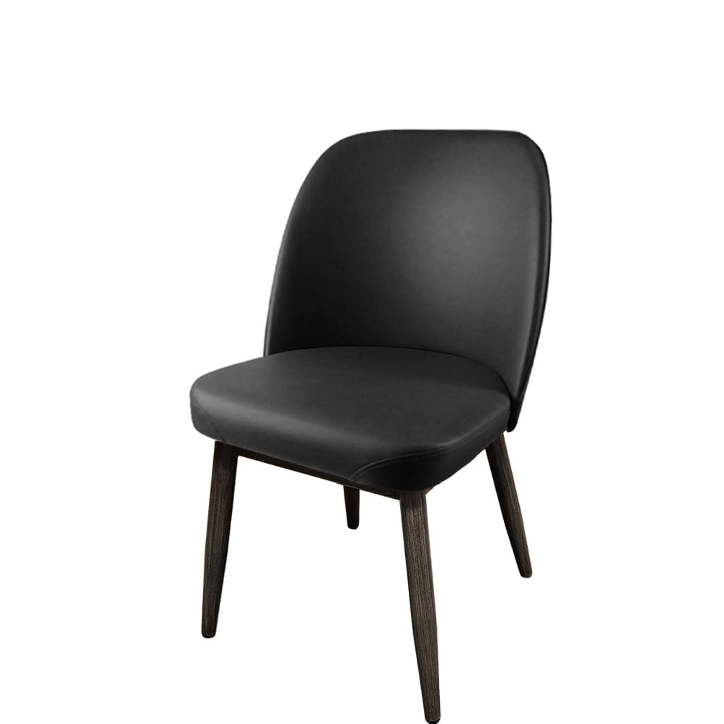 mata chair with faux driftwood frame and espresso vinyl bucket seat.