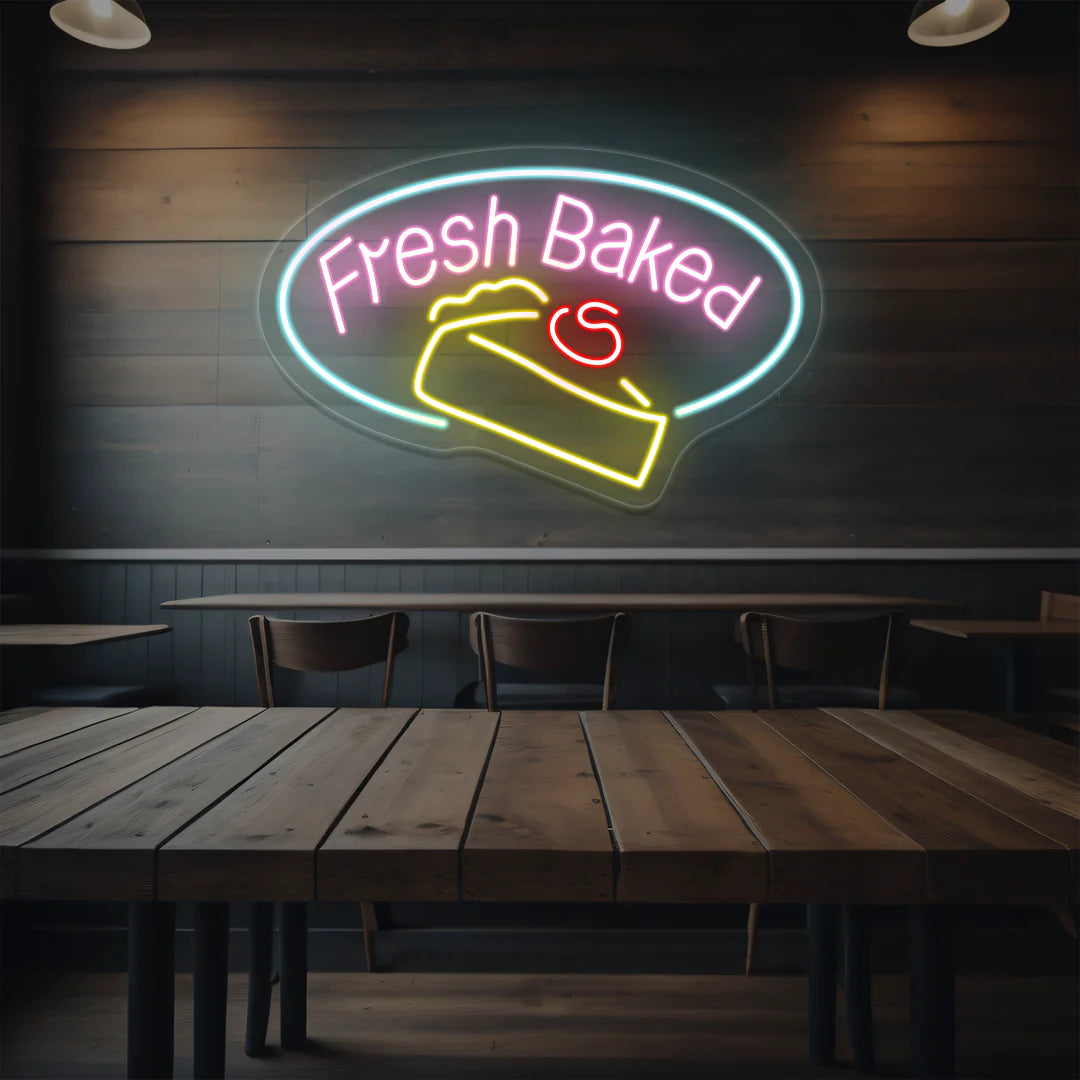 Fresh Baked Cake Neon Sign – LED Wall Light for Bakery, Café, or Dessert Shop Décor