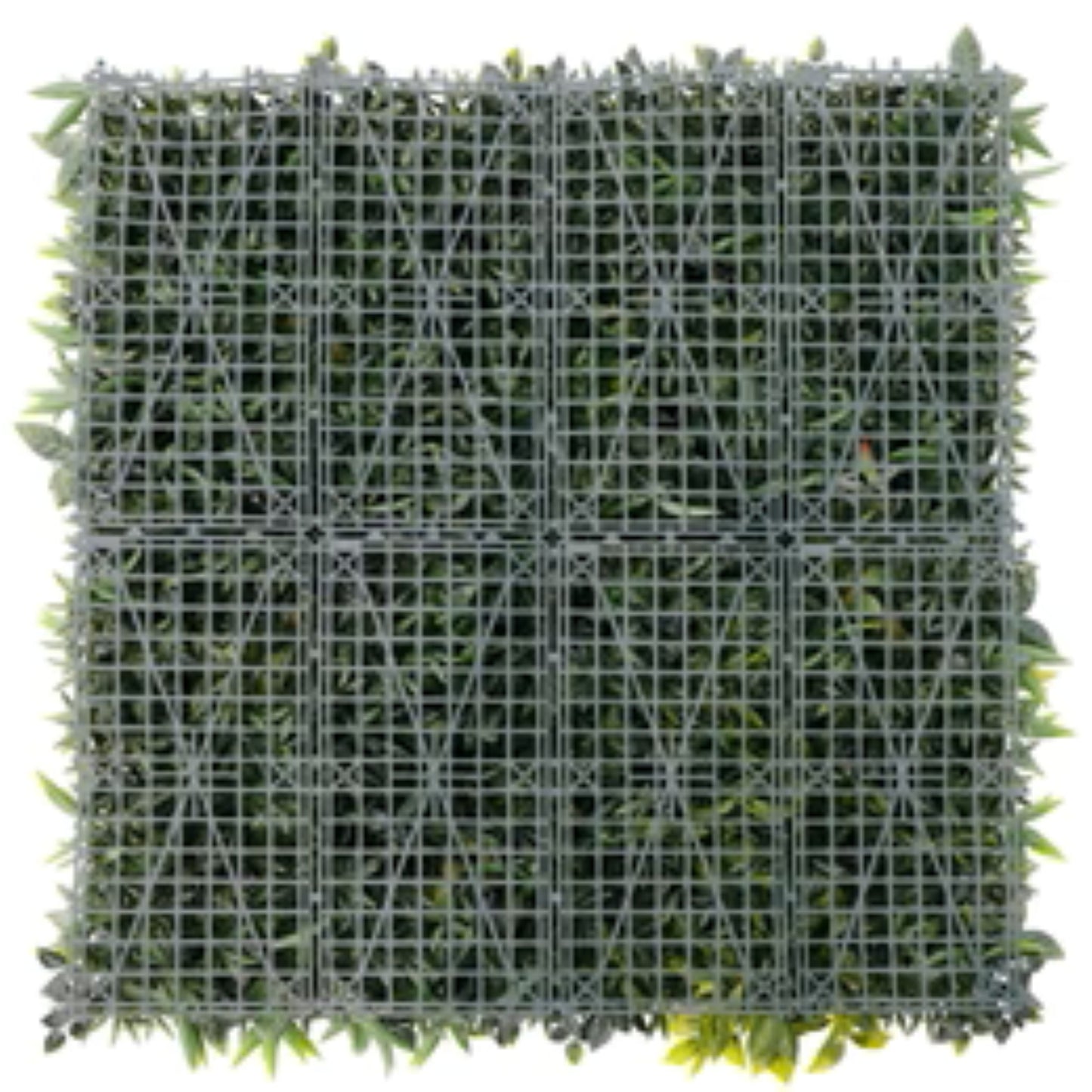 Close-up of meadow-inspired foliage on Green Meadows artificial green wall back view