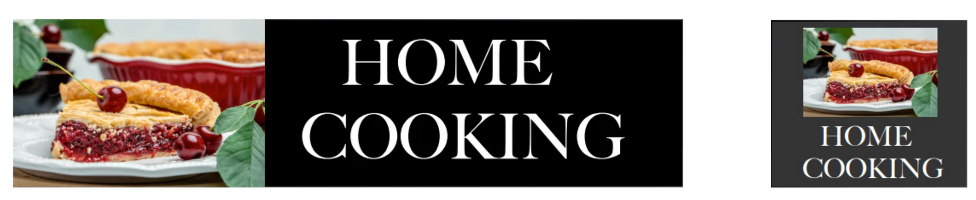 Vinyl banner displaying the words “Home Cooking” with bright, high-resolution graphics, printed on durable PVC material for indoor or outdoor restaurant and café promotion.