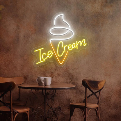 ice cream neon sign LED wall light for dessert shop or café décor