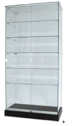 36′′L x 16′′D x 80′′H <br>
Black Base<br>
Includes 4 Glass Shelves<br>
$385.00