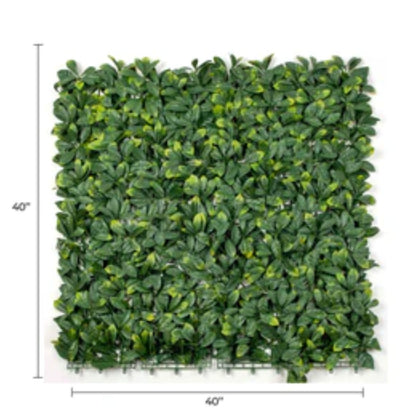 Close-up of realistic laurel foliage on an artificial living wall