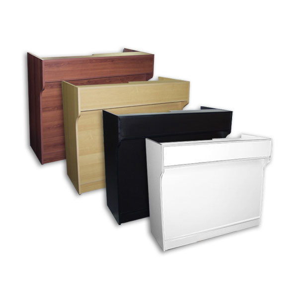 “4 and 6' foot ledgetop counter in black, maple, white and cherry finish.