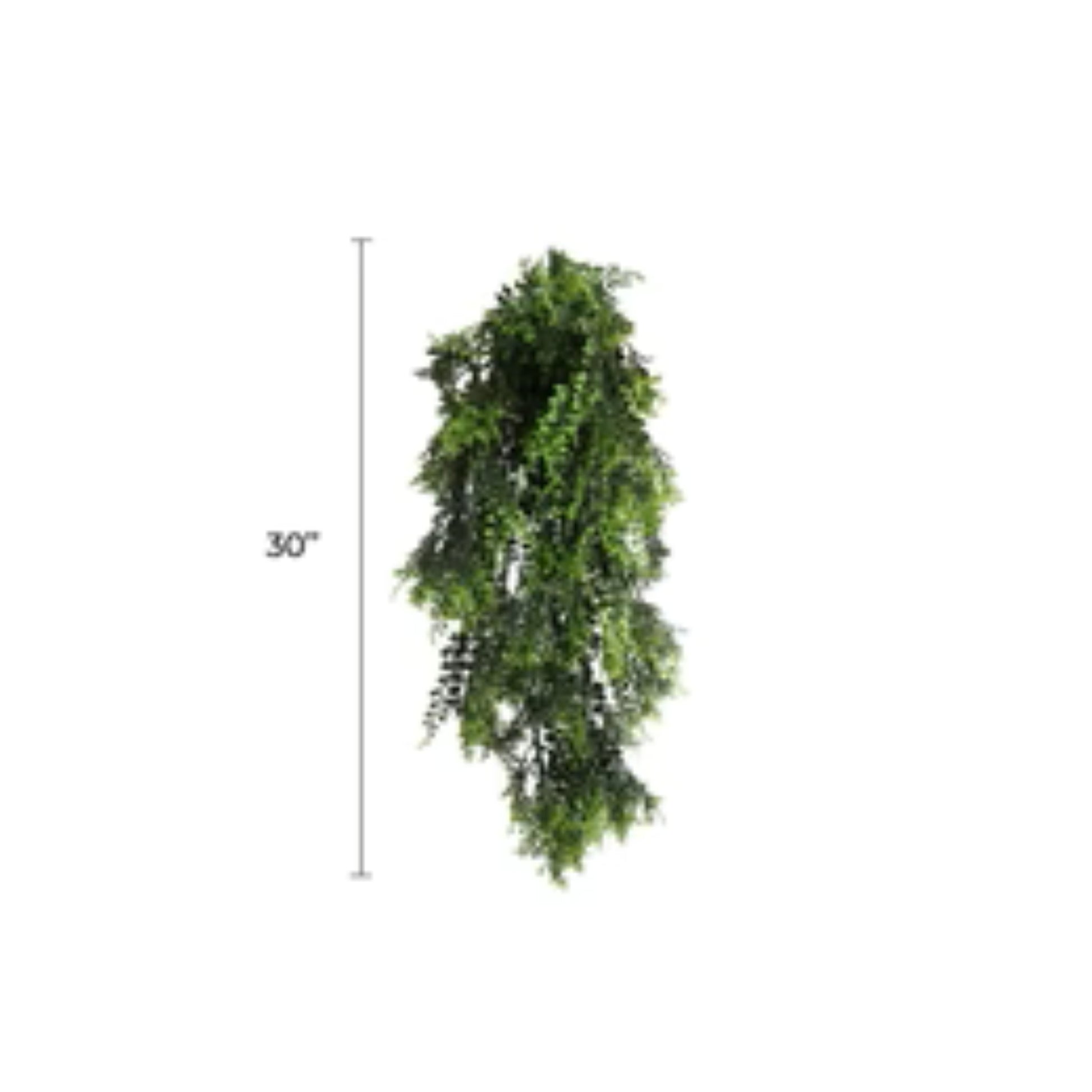 UV-resistant hanging fern vine for indoor and outdoor use with dimensions