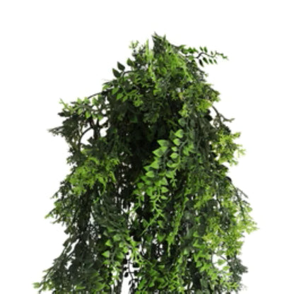 Fire-rated artificial vine with cascading green foliage