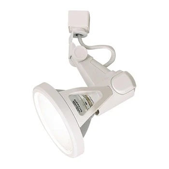 White PAR38 front-loading gimbal ring track light with heavy die-cast construction and adjustable aiming