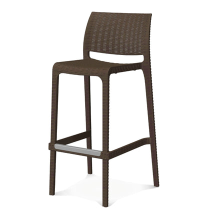 Olympus outdoor barstool in café brown with water and UV resistant polypropylene rattan design
